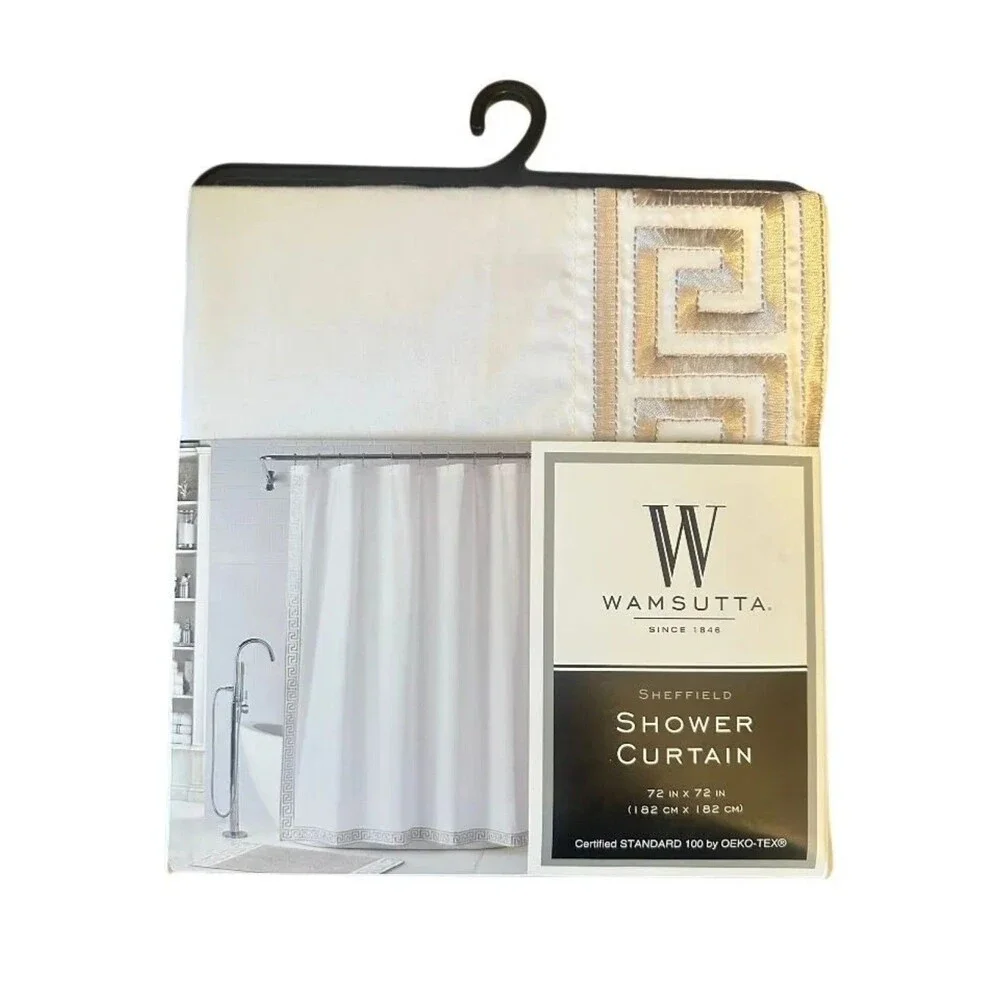 NWT Wamsutta Sheffield 72-Inch x 72-Inch Greek Keyhole Shower Curtain in White